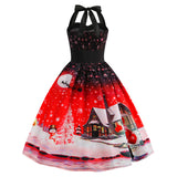 Women Halter Vintage Christmas Dress
