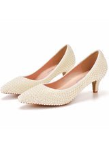 5cm Pearl Pointed Shallow Wedding Shoes