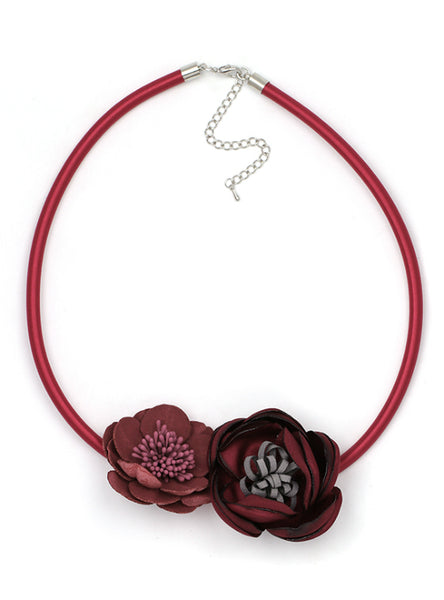 Fabric Flower Elegant Statement Choker Necklace 