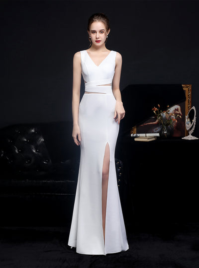 Long Slim Fishtail V-neck Dress