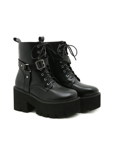 Foam-soled Round Head High-heeled Martin Boots