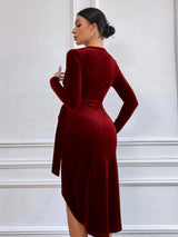 Sexy V-neck Irregular Mid-length Dress