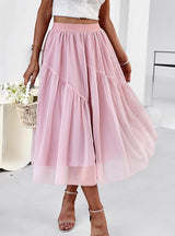 Women Mesh Slim Waist Skirt