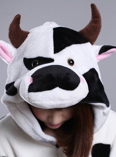 Flannel For Cow Cartoon Animal Conjoined Pajamas