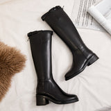Women's Single Thick Heel High Tube Boots