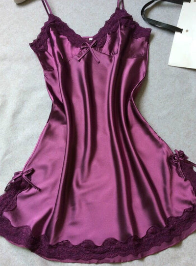 Silk Satin Night Dress Sleeveless Nighties V-neck