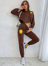 Long Sleeve Casual Hooded Printed Suit