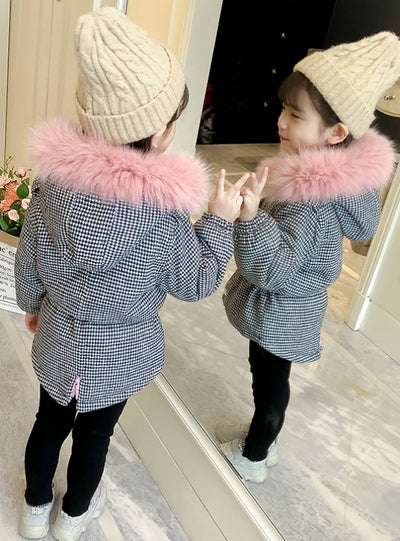 Plaid Padded Cotton-Padded Jacket Girls Clothing