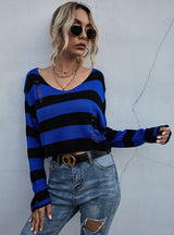 V-neck Loose Short Ripped Sweater