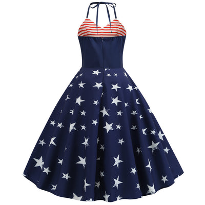 Halter Print Big Swing Dress