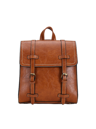Folding College Style PU Leather Backpack