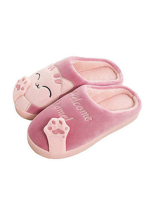 Women Winter Home Slippers Cartoon Cat Shoes
