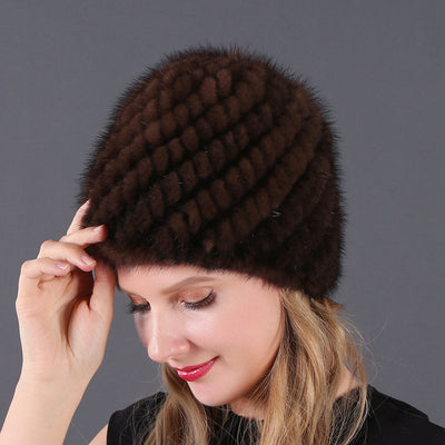 Mink Wool Knitted Double-layer Warm Pineapple Hat