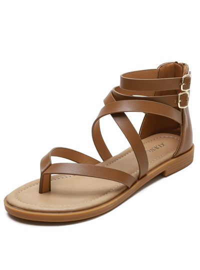 Retro Roman Thin Ribbon Cross Flat Sandals