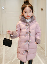 Long Padded Cotton-Padded Jacket With Bow