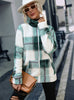 Long Sleeve Collar Plaid Zipper Plush Coat