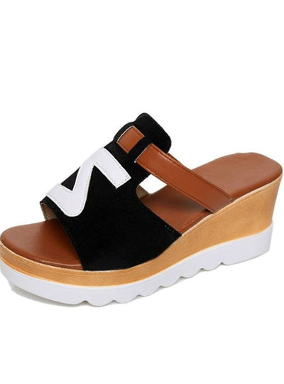 Women Suede Platform Ladies Slip On Open Toes Shoes 