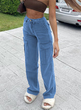 Women 90s Streetwear Pockets Wide Leg Cargo Pants