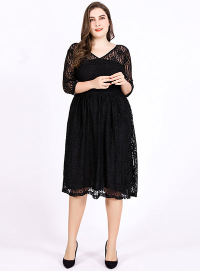 V-neck 3/4 sleeve Backless Sexy Dress