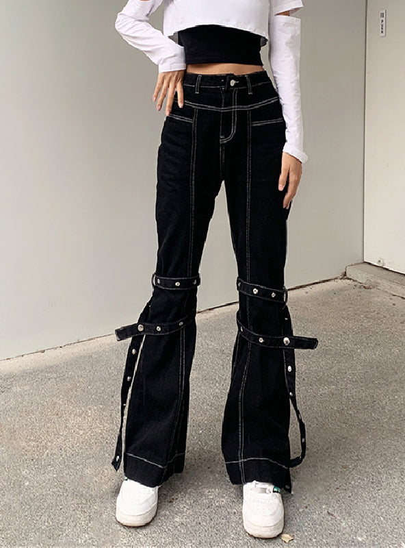 Black High Waist Casual Jeans