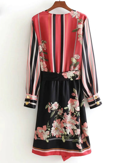 V Neck Long Sleeve Wrap Dress Casual Summer Dresses