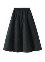 Elastic Waist Rhombus Woven Cotton Skirt