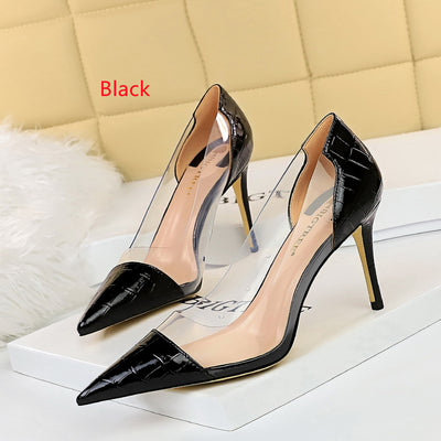 Pointed Metal Transparent Hollow Shoes