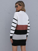 Color Matching Knitted Pullover Striped Contrast Sweater