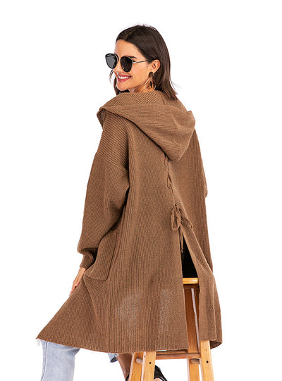 Hooded Cardigan Long Loose Sweater Coat
