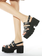 Metal Open Toe Fish Mouth Bottom Cake Sandals