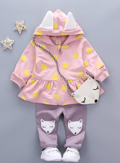 Print Cute Fox Bag Girls Clothing Girls Clothes Kids Sets