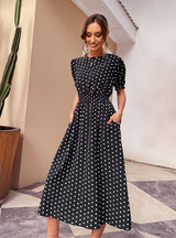Women's Retro Black Polka Dot Dress