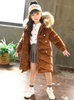 Long Velvet Winter Jacket Girls' Cotton-Padded 