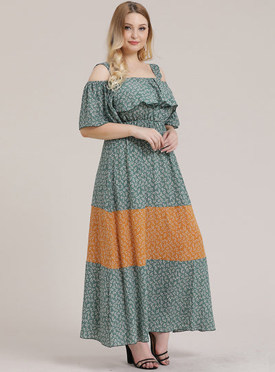 Women Ruffled Floral Straps Dress