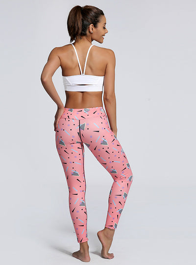 Print Pink Leggings Women Casual Sporting Legging 