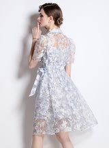 Women Retro Bubble Sleeve Dress Set