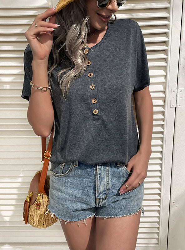 Button Top Short Sleeve T-shirt