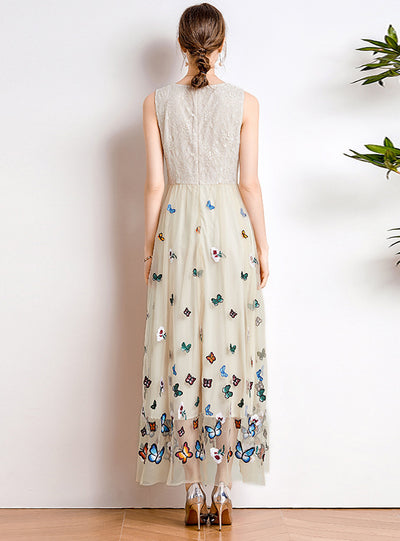 Lace Heavy Embroidery V-neck Dress