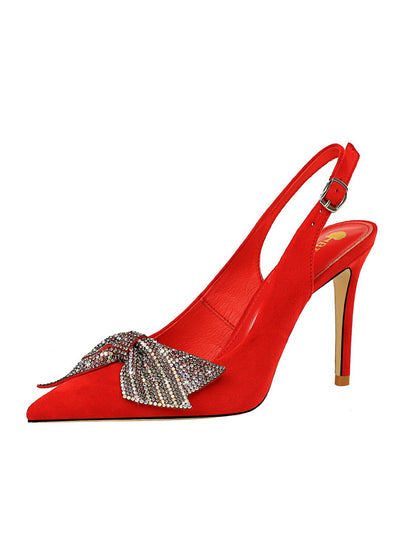 Hollow-out Rhinestone Shallow-mouth Tip Shoes