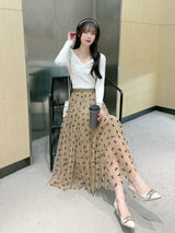Mosaic Flocking Bow Gauze Skirt