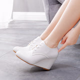 White Heeled Lace-up Heeled Boots