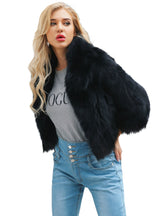 Women's Fox Fur Short Coat Faux Fur Long Coat