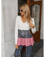 V-neck Splicing Top T-shirt