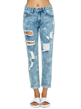 Women Cut Out Ripped Skinny Washed Bottoms