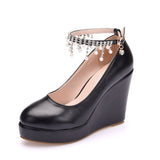 Pearl Beaded Tassel High Heel Shoes