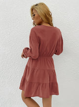 Decorative Button Pullover Casual Dress