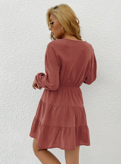 Decorative Button Pullover Casual Dress