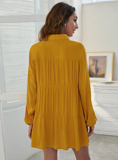 Single-breasted Cotton Button Shirt Dress