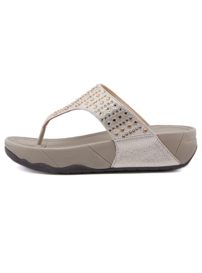 Beach Rhinestone Thick Heel Flip-flops