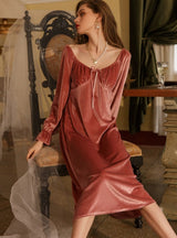 Loose Lace Nightgown Velvet Pajamas